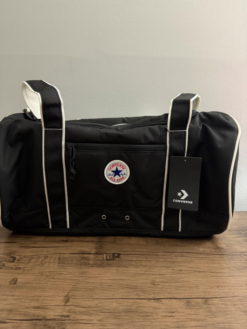 Converse Black Duffel with White Trim and All Star Patch